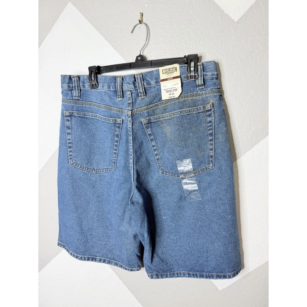 Big Mac Workwear Mens Denim Shorts W34 Light Wash Carpenter Utility 9" NWT READ